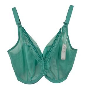 Elmoi Matilda Plunge Underwire Bra Style 8900 In Jade Lace Full Coverage 38O NWT